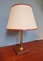 Lampe de bureau en cuir marron et laiton, années 60-70, Maison & Meubles, Lampe, Utilisé, Enlèvement ou Envoi