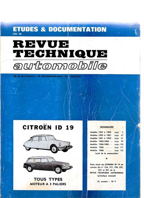 CITROËN ID 19, « Revue technique », Livres, Autos | Brochures & Magazines, Utilisé, Citroën, Enlèvement ou Envoi