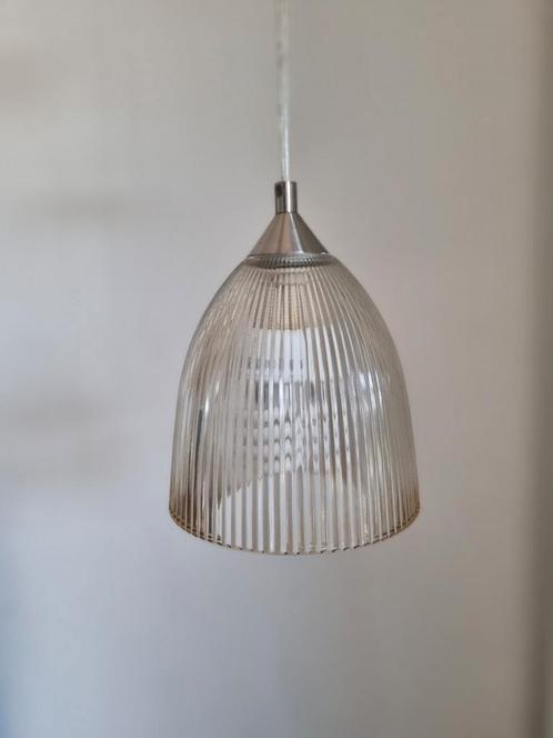 Ribbed Glas Hanglamp - set van 3, Huis en Inrichting, Lampen | Hanglampen, Gebruikt, Glas, Ophalen