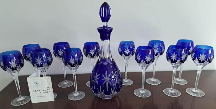 Karaf + 12 glazen -Kristal - Horst Welda - 1980's, Antiek en Kunst, Antiek | Glaswerk en Kristal, Ophalen of Verzenden