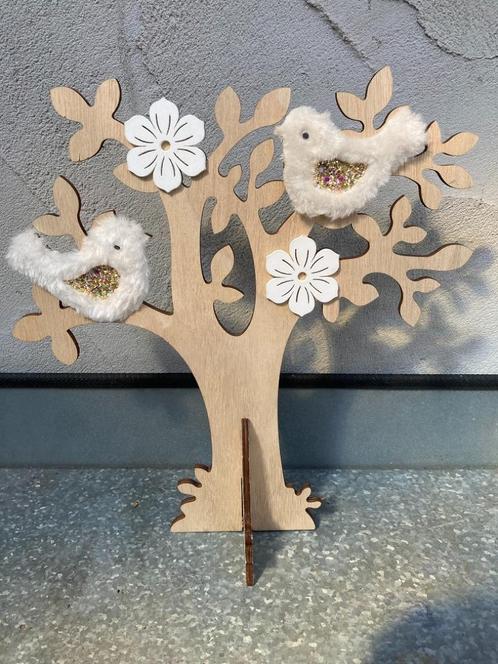 HOUT DECO 183 VOGELS IN BOOM PLUCHE EN GOUD NIEUW, Kinderen en Baby's, Kinderkamer | Inrichting en Decoratie, Nieuw, Overige typen