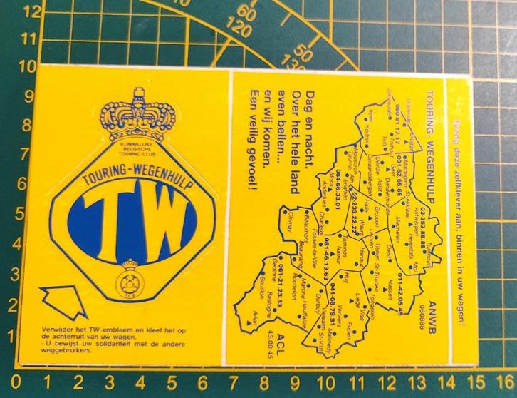 Sticker Touring Wegenhulp lichtblauw met kaart (meerdere), Verzamelen, Stickers, Ophalen of Verzenden