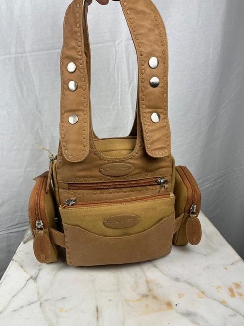 Lichtgroene Hedgren tas van leer/katoen, Handtassen en Accessoires, Tassen | Damestassen, Zo goed als nieuw, Handtas, Groen, Ophalen