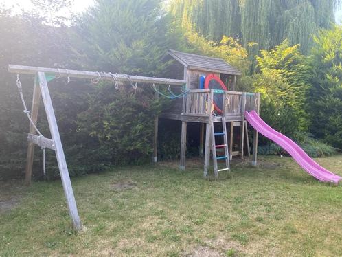 Speeltoren, Kinderen en Baby's, Speelgoed | Buiten | Speeltoestellen, Gebruikt, Glijbaan, Klimwand, Loopbrug, Schommel, Ophalen
