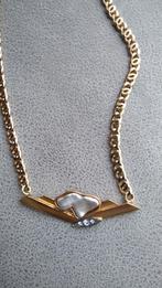 Goudkleurige ketting met parel en steentjes nieuw, Handtassen en Accessoires, Kettingen, Ophalen of Verzenden