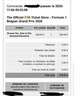 Billet F1 Bronze Spa Francorchamps, Tickets & Billets, Sport | Autre, Une personne, Juillet