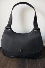 Sac à rabat cuir noir "AIGNER" Envoi compris, Handtassen en Accessoires, Tassen | Damestassen, Verzenden, Gebruikt, Zwart