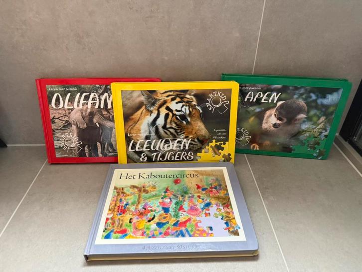 4 boeken met puzzels, Kinderen en Baby's, Speelgoed | Kinderpuzzels, Zo goed als nieuw, 10 tot 50 stukjes, Ophalen of Verzenden