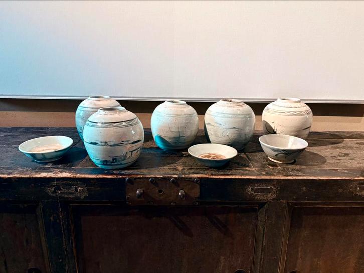 Antiek chinese Ming porselein potten, Antiek en Kunst, Antiek | Servies compleet, Ophalen of Verzenden