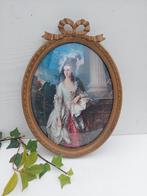 Vintage Cadre en bois avec reproduction sous verre., Antiquités & Art, Enlèvement ou Envoi
