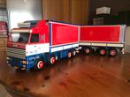 Scania 142M vrachtwagen+aanhanger in hout(handwerk), Hobby en Vrije tijd, Ophalen, Nieuw, 1:9 t/m 1:12, Bus of Vrachtwagen