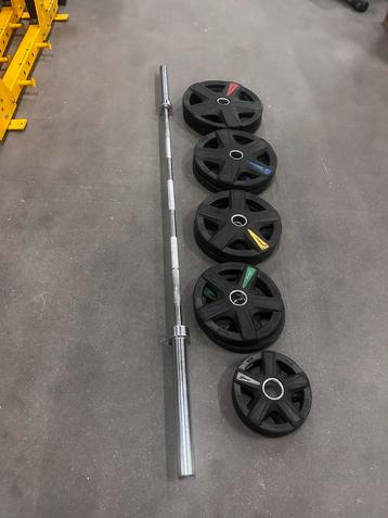 150kg Olympische Rubberen Lifemaxx Gewichten + Barbell 220cm beschikbaar voor biedingen