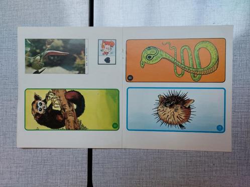 Spirou Dupuis NCOS Jidéhem Lagas Peyo - Stickerset 4 (1973), Verzamelen, Stripfiguren, Gebruikt, Plaatje, Poster of Sticker, Guust of Robbedoes