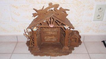 Zeer oude houten kerststal figuurzaag handwerk beschikbaar voor biedingen