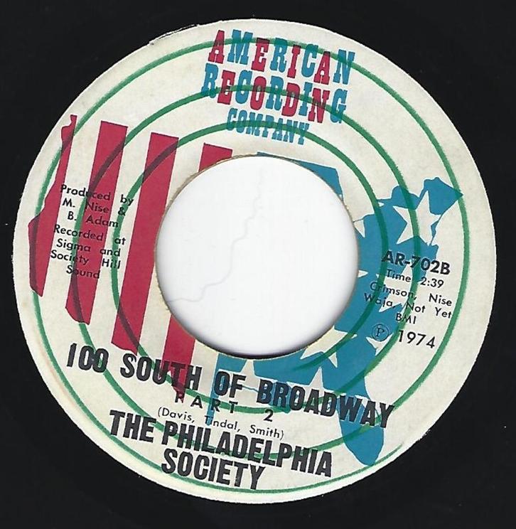 The Philadelphia Society – 100 South Of Broadway, Cd's en Dvd's, Vinyl Singles, Gebruikt, Single, R&B en Soul, 7 inch, Ophalen of Verzenden