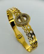 Luxe armband met zirkoon ingelegd, Handtassen en Accessoires, Ophalen of Verzenden, Nieuw, Goud, Staal