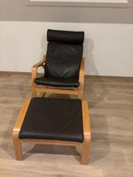 Ikea leren fauteuil wiegstoel €150, Huis en Inrichting, Ophalen, Zo goed als nieuw, Hout