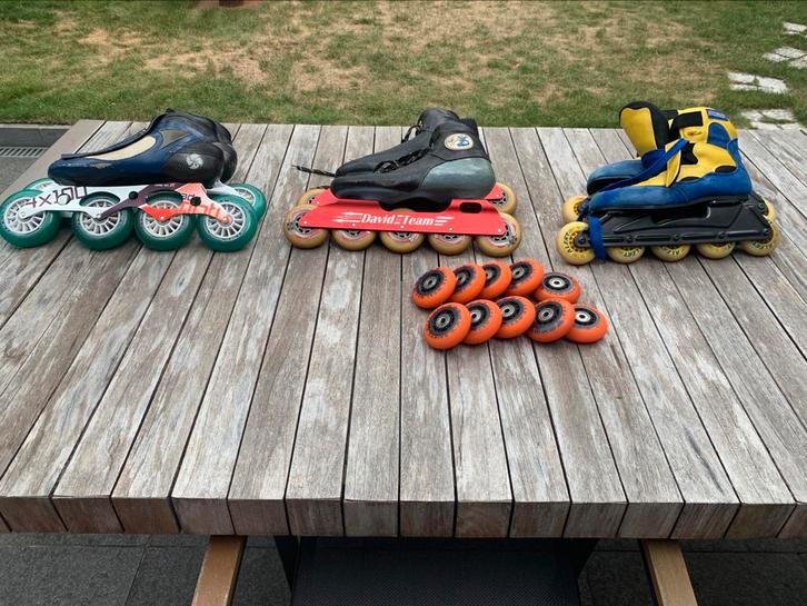 Skeelers: 2p professioneel + 1p recreatie + extra wielenset, Hobby en Vrije tijd, Overige Hobby en Vrije tijd, Zo goed als nieuw