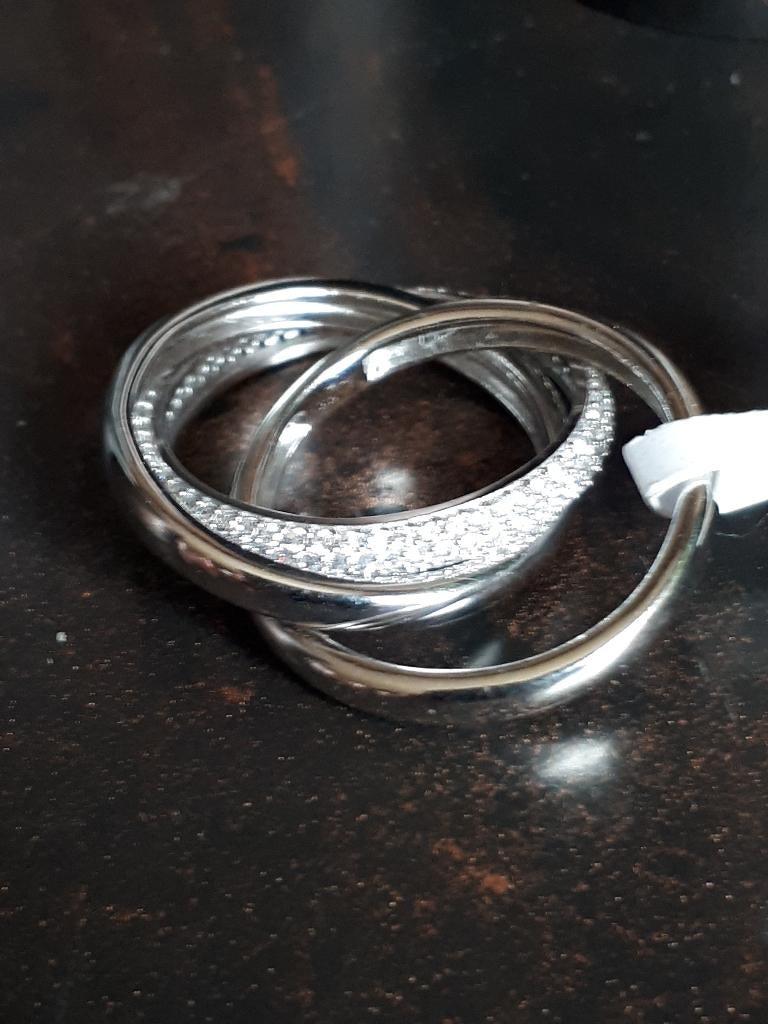 bagues 3 anneaux argent  925, Neuf, 17 à 18, Argent, Argent