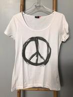 Alleen wit T-shirt met vredes- en liefdessymbool, maat M, Gedragen, Maat 38/40 (M), Wit, Only