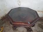 Massief hout tafel met glas, Ophalen