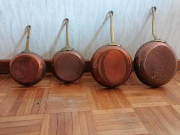 Ensemble de 4 casseroles en cuivre, jamais utilisées., Enlèvement, Comme neuf