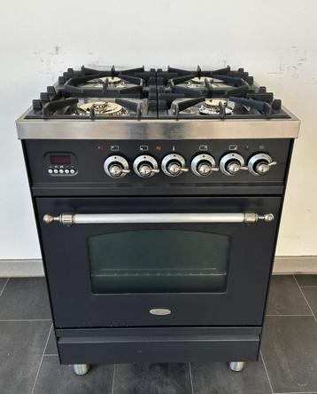 ❗Luxe Fornuis Boretti 60 cm antraciet + rvs 4 pits 1 oven  beschikbaar voor biedingen