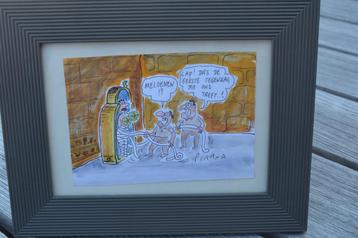 Originele cartoon tekening PIRANA  beschikbaar voor biedingen