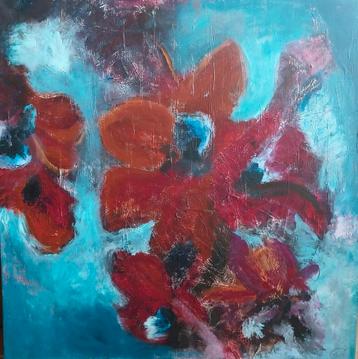 Tableau moderne signé (Acrylique (90 cm x 90 cm), Enlèvement