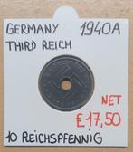 10 REICHSPFENNIG 1940 A   DUITSLAND  ZEER MOOI   € 17,50, Ophalen of Verzenden, Duitsland, Losse munt