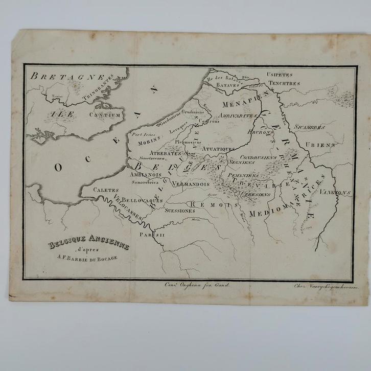 Kaart van het oude België, Antiek en Kunst, Antiek | Schoolplaten, Ophalen of Verzenden