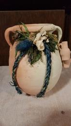 Mooi stenen terracotta bloempotje/kruikje, Neuf, Enlèvement ou Envoi, Moins de 25 cm, Rond