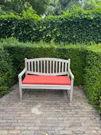Twee houten banken met kussens, Tuin en Terras, Tuinsets en Loungesets, Ophalen, Gebruikt, 3 zitplaatsen, Bank
