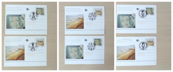 6 Briefkaarten 1996 - BK50/51 : Kunstwerken Brusselse metro, Postzegels en Munten, Postzegels | Europa | België, Gestempeld, Ophalen of Verzenden