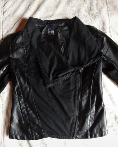 Imitatieleren jas, Kleding | Dames, Jassen | Zomer, Zo goed als nieuw, Maat 38/40 (M), Zwart, Verzenden
