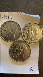 3 Zilveren Munten 1873 / Leopold II, Postzegels en Munten, Ophalen of Verzenden, Munten