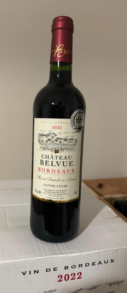Vin de Bordeaux rouge Château Belvue 2022, Collections, Vins, Neuf, Vin rouge, France, Pleine, Enlèvement