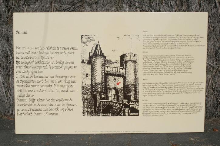 Groot emaille bord van Semini (het steen Antwerpen), Verzamelen, Merken en Reclamevoorwerpen, Zo goed als nieuw, Reclamebord, Ophalen of Verzenden
