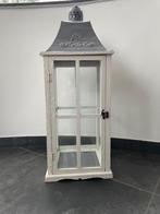 Lantaarn van hout met glas -  73 cm hoog, Ophalen, 50 tot 75 cm, Wit, Zo goed als nieuw