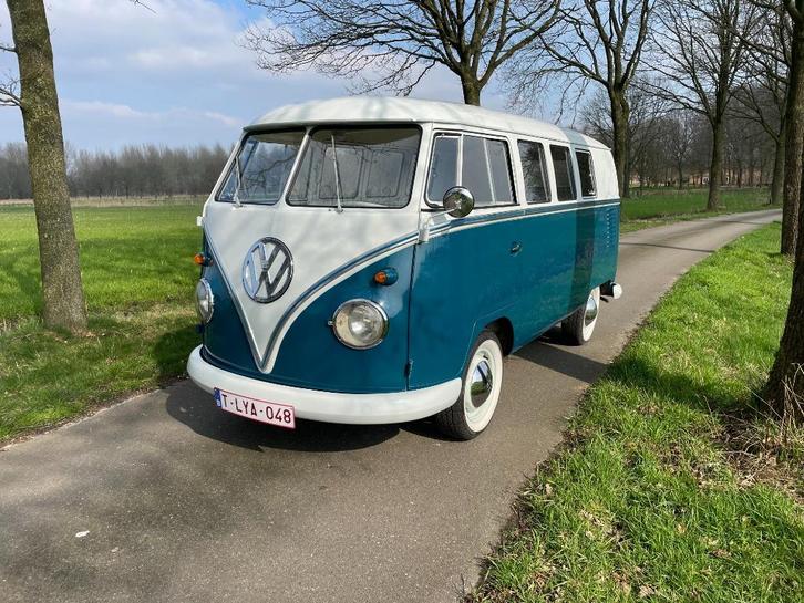Volkswagen t1, Auto's, Oldtimers, Bedrijf, Volkswagen, Benzine, Overige carrosserie, 4 deurs, Handgeschakeld, Blauw, Grijs, Kunstmatig leder