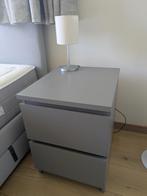 Pair of MALM Grey Night Stands (2 drawers), Ophalen, Minder dan 45 cm, 55 tot 70 cm, Zo goed als nieuw