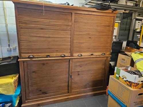Houten bib. kast in 2 delen, Huis en Inrichting, Kasten | Boekenkasten, Zo goed als nieuw, 150 tot 200 cm, 150 tot 200 cm, 25 tot 50 cm