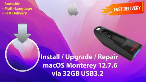 Installeer macOS Monterey 12.7.6 via USB3.2 Stick van 32GB, Computers en Software, Besturingssoftware, Nieuw, MacOS, Verzenden