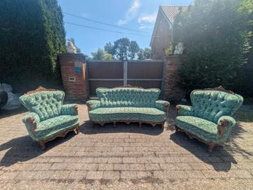 Unieke barok salonset – 2 fauteuils + 3-zitsbank beschikbaar voor biedingen