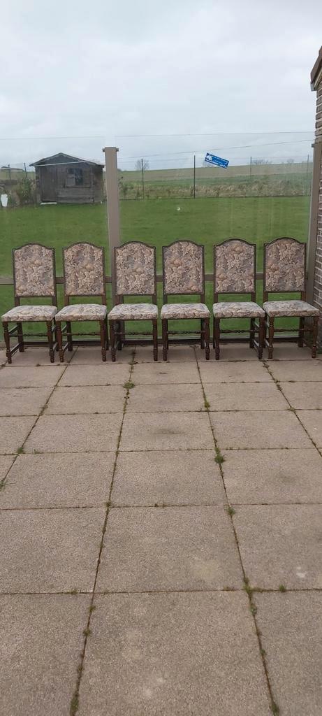 6 GESTOFFEERDE STOELEN VAN DONKER EIKENHOUT, Huis en Inrichting, Stoelen, Hout, Ophalen