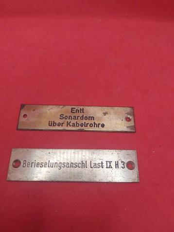 Duitse WO2 Kriegsmarine identificatieplaatjes boot/schip beschikbaar voor biedingen