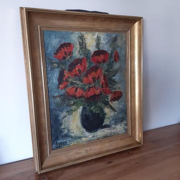 Rode klaprozen schilderij beschikbaar voor biedingen