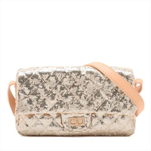 Chanel 2.55 mini-gewatteerde heruitgave, Handtassen en Accessoires, Tassen | Schoudertassen, Gebruikt, Overige merken, Goud, Ophalen of Verzenden