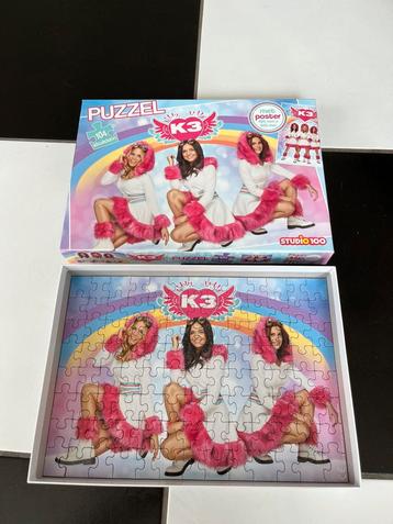 Puzzel k3 104 stukken met poster, Enlèvement ou Envoi, Comme neuf