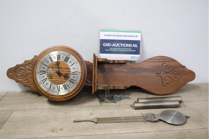 Duitse Slingerklok met Gewichten & Pendule, Antiek en Kunst, Antiek | Klokken